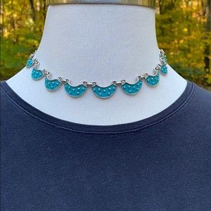 Vintage Southwestern Silver Turquoise Necklace 17"